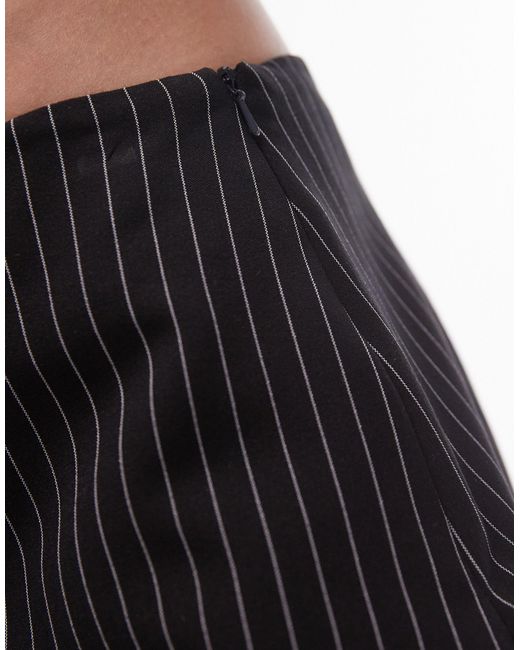 TOPSHOP Blue Pinstripe Low Rise Mini Skirt With Trim