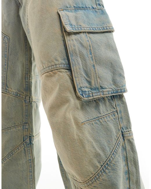 Bershka – skater-cargo-jeans aus denim in Green für Herren