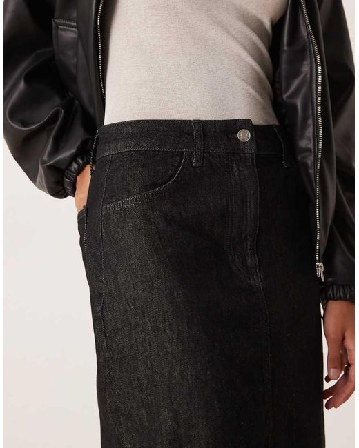 ASOS Natural Midi Skirt With Turn Back Distressed Hem