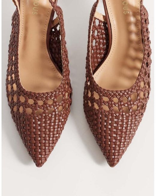 Glamorous Pink Slingback Woven Heeled Shoes