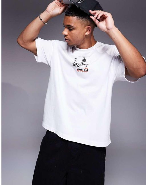 River Island White Kyoto Print Oversized T-shirt for men