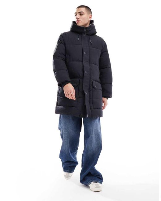 Pretty Green Blue Mountfield Quilted Parka Jacket for men