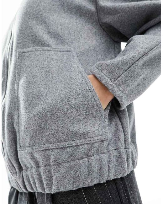 Pieces Blue Oversized Longline Zip Bomber Jacket