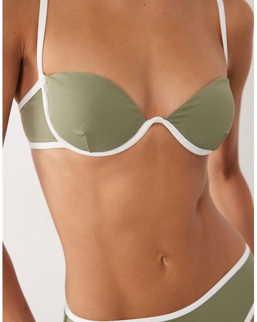 4th & Reckless Black Underwire Contrast Binding Bikini Top