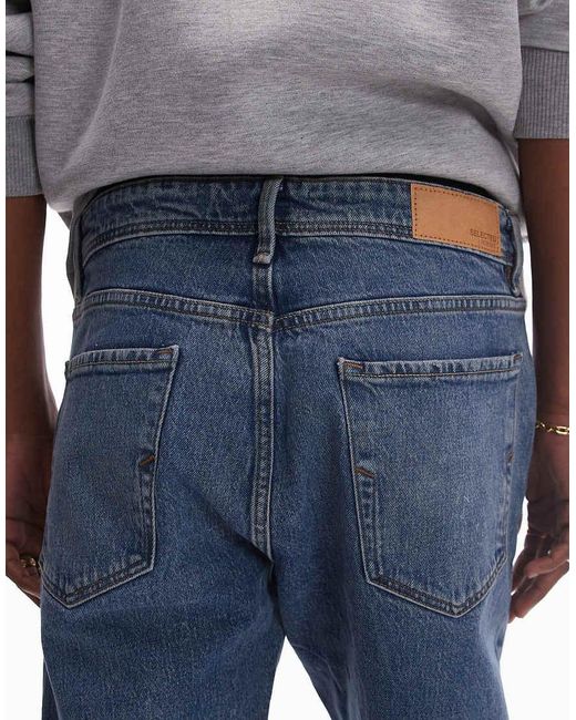 SELECTED Blue Slim Tapered Fit Jeans for men