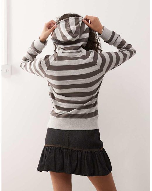 Felpa Con Cappuccio Modello Ristretto Grigia E Color Talpa A Righe di Weekday in Gray