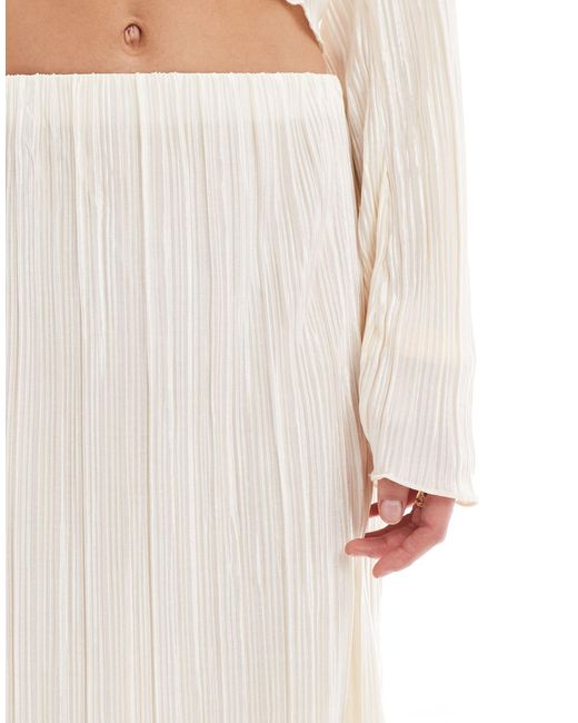 Mix and match - jupe d'ensemble longue plissée - crème Pieces en coloris White