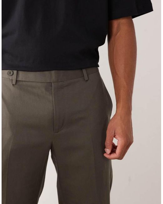 Mango Black Linen Blend Tailored Trouser for men