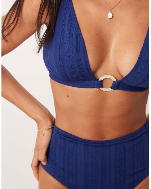 Peek & Beau Blue Broderie Halterneck Bikini Top