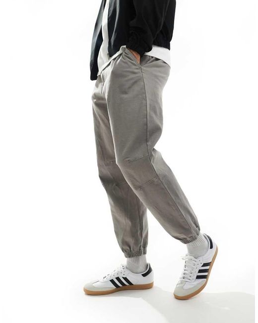 Pull&Bear Gray Cuffed Baggy Trousers for men
