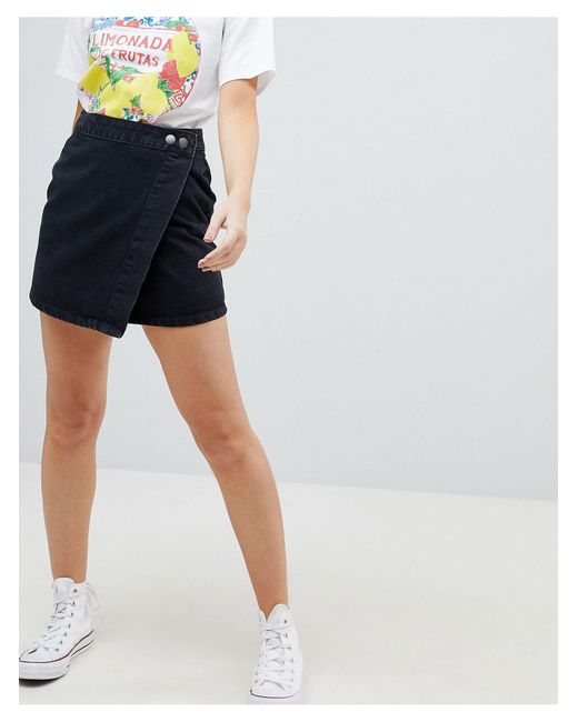 black denim wrap skirt