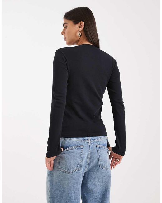 Camiseta Negra Básica De Manga Larga Con Logo Con Purpurina De Levi's de color Black