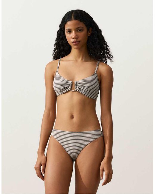 Oysho Black Stripe Triangle Bikini Top