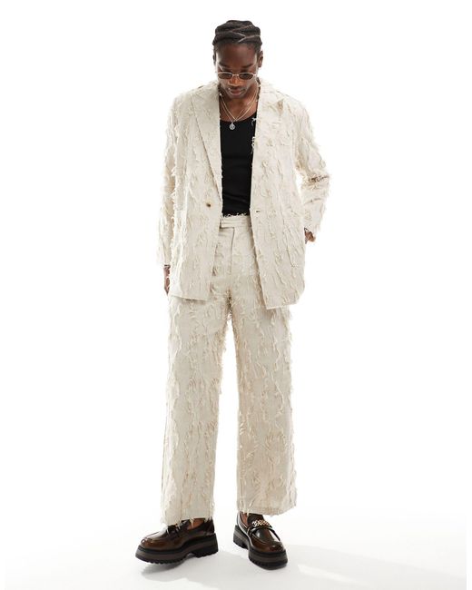 Reclaimed (vintage) Natural Limited Edition Oversized Suit With Fraying