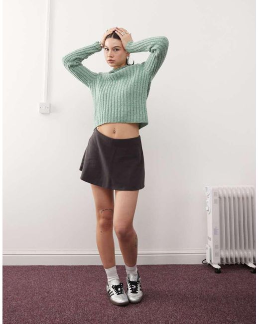 Collusion Green Brushed Rib Micro Mini Skort