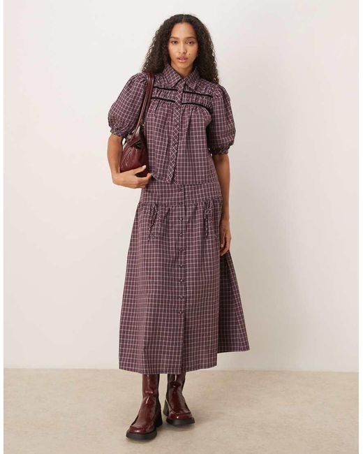 Glamorous Geruite Maxi-Rok Met Verlaagde Taille in het Multicolor