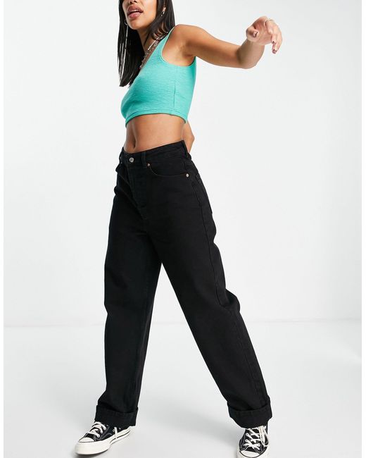 TOPSHOP Denim Two 90s Flare Jeans in Black | Lyst