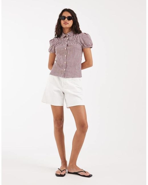 ASOS Multicolor Cap Sleeve Peter Pan Collar Shirt