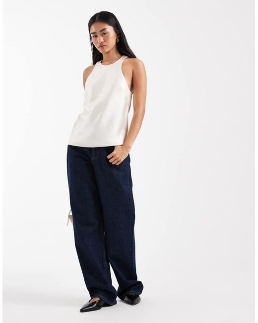 ASOS White Satin Racer Cami