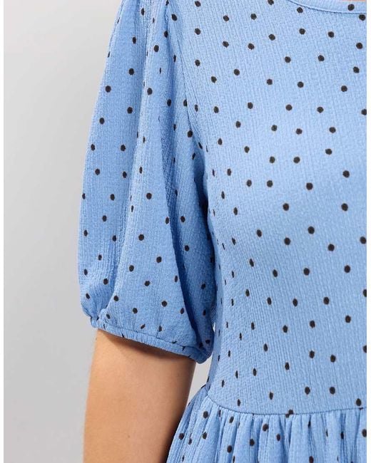 Yours Clothing Blue Polka Dot Tiered Midi Dress