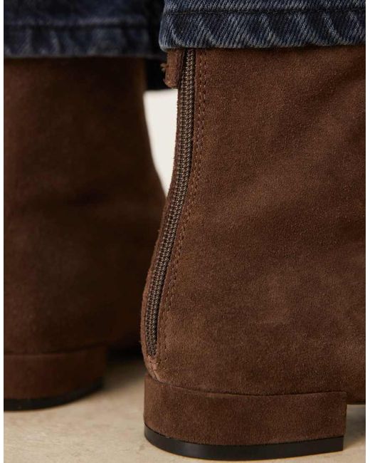 Mango Brown Suede Slim Fit Ankle Boot