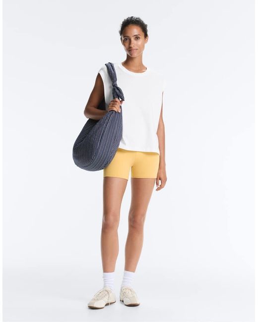 Oysho White Cotton Blend Sleeveless Seamless T-Shirt