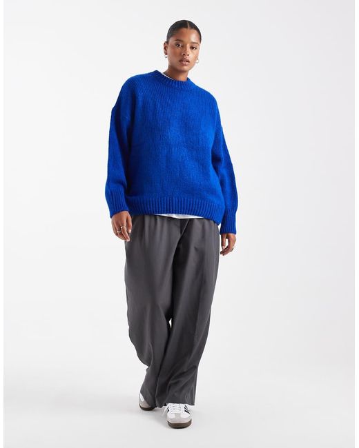 ASOS Blue Asos Design Curve Oversized Crew Neck Jumper