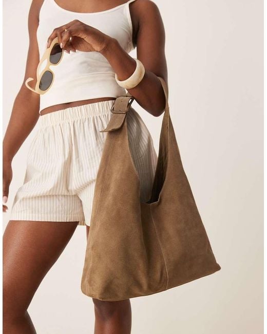 Barney's Originals Brown Suede Slouchy Shoulder Bag