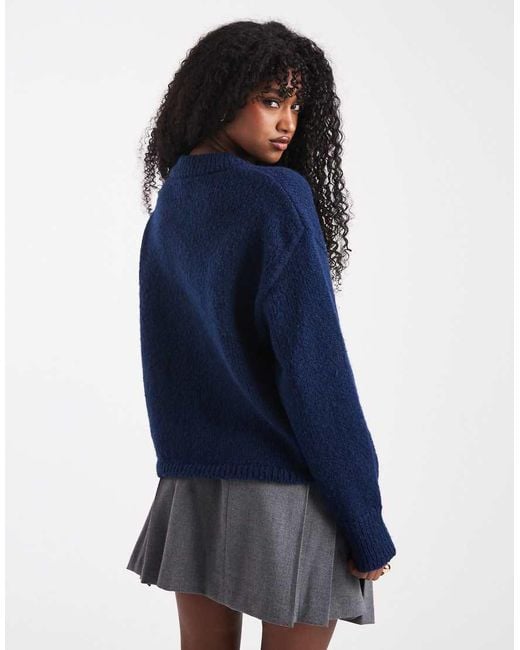 ASOS Blue Boxy Oversized Cardigan With Pocket Detail