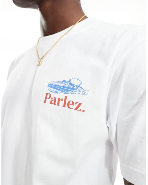 T-shirt à imprimé tropical Parlez pour homme en coloris White