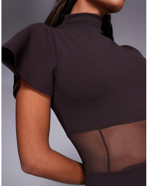 Robe longue en imitation néoprène avec détail corset à surpiqûres - chocolat ASOS en coloris Purple