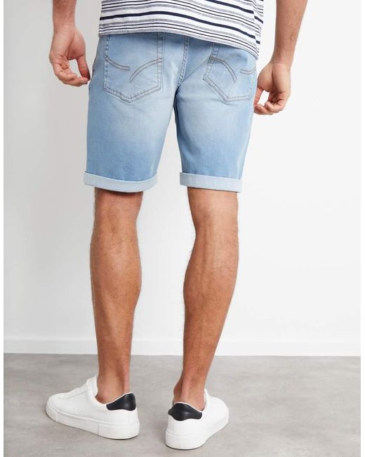 Threadbare Blue 'Edmonton' Turn Up Denim Shorts for men