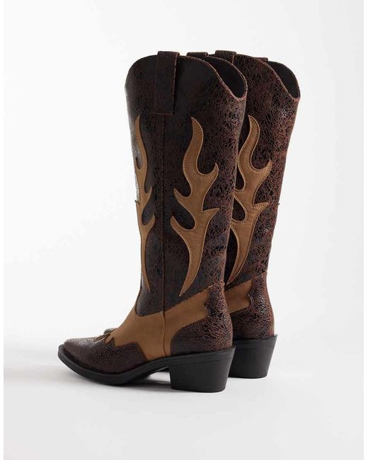 Glamorous Brown Cowboy Knee Boots