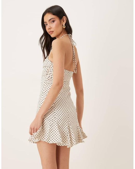 Nia Natural Cahuenga Polka Dot Ruffle Edged Mini Dress