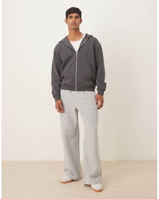 Sudadera Gris Básica Holgada Con Capucha Y Cremallera De ASOS de hombre de color Gray