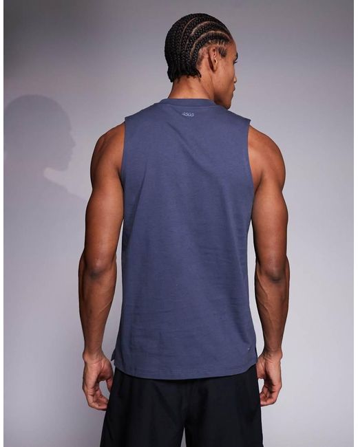 4505 Blue Icon Drop Armhole Cotton Training Vest With Quick Dry Finish for men