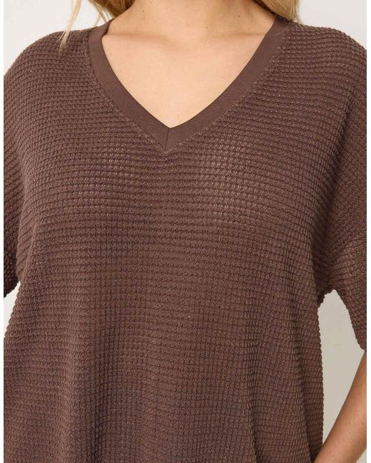 Yours Clothing Brown Boxy Knitted T-Shirt