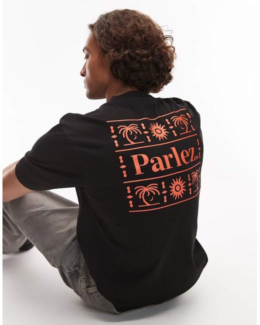 Camiseta Negra Con Estampado En La Espalda Ardor De Parlez de hombre de color Black