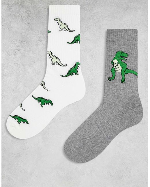 ASOS Metallic 2 Pack Socks With Dinosaur Graphic for men
