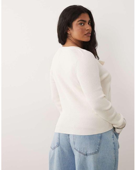 ASOS White Asos Design Curve Cotton Blend Wide Scoop Cardigan