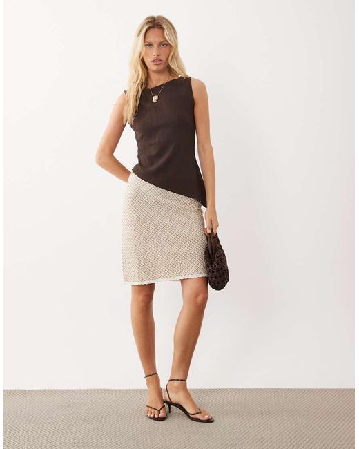 New Look Brown Crinkle Asymmetric Tank Top