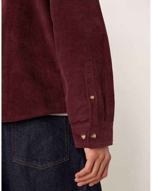 ASOS Red 90s Oversized Cord Shirt for men