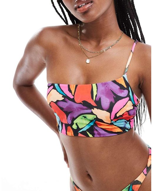 Red one shoulder bikini top deals