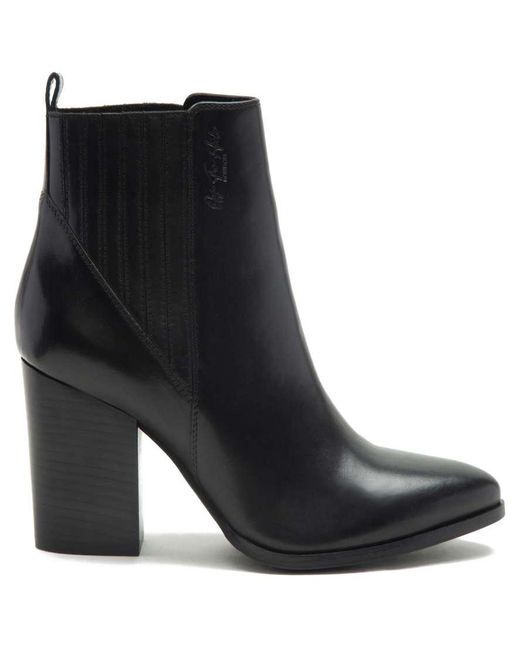 OFF THE HOOK Black Finsbury High Heel Leather Ankle Boots