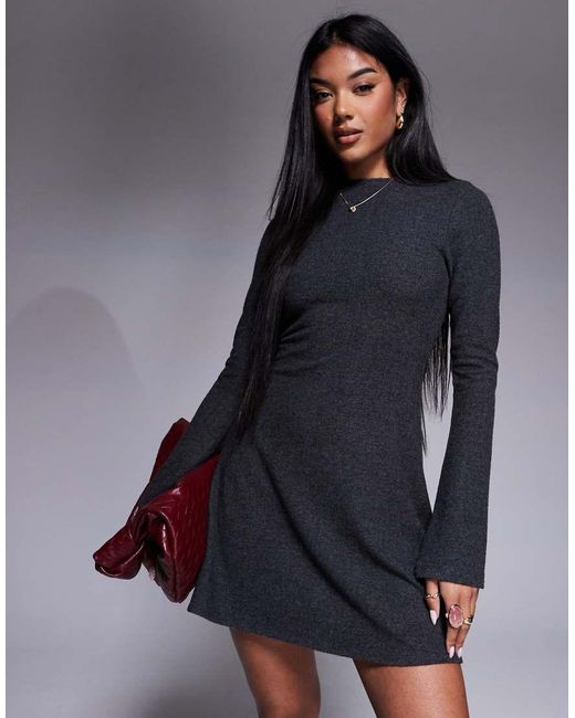 ASOS Superzachte Mini-Swingjurk Met Lange Mouwen in het Blue