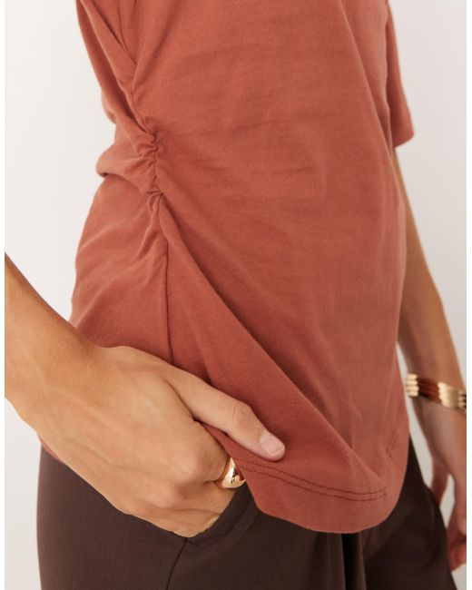 ASOS Red Cinched Shoulder Pad Tee