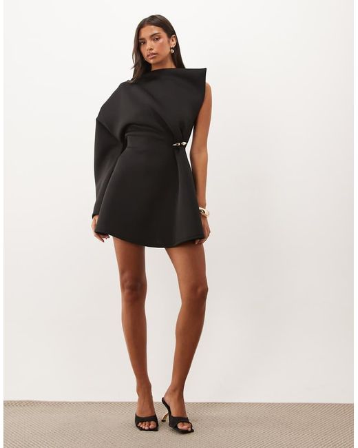 ASOS Black Gold Hardware Structured Mini Dress