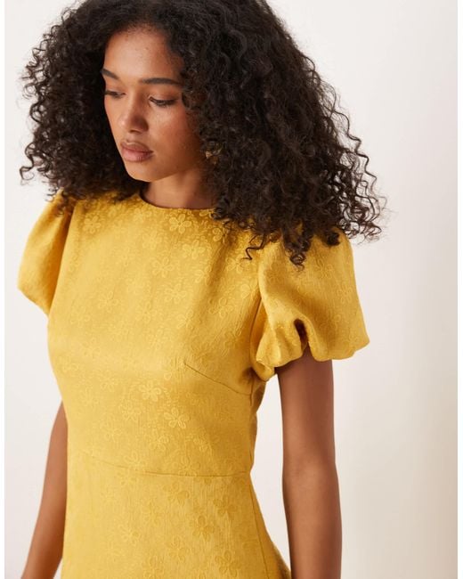 Sister Jane Yellow Puff Sleeve Bubble Hem Maxi Dress