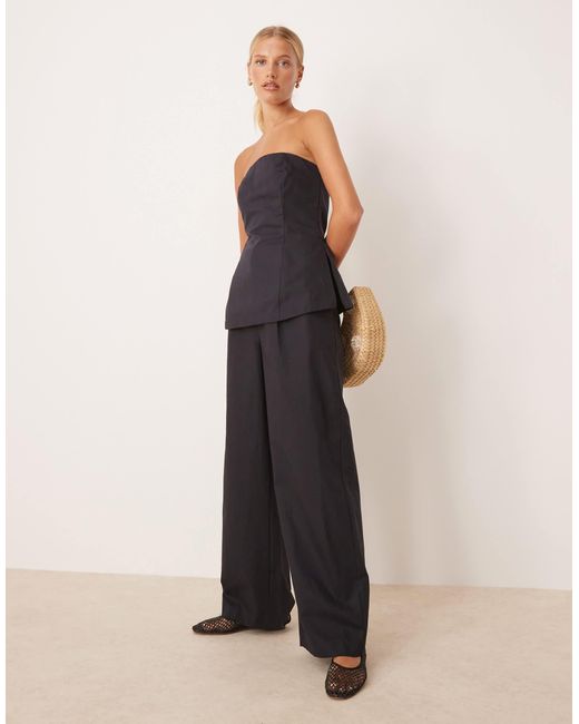 Tala Natural Heavyweight Linen Tailored Wide Leg Trousers