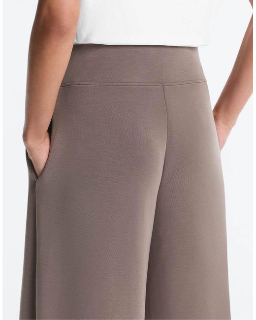 Oysho Brown Soft-touch Modal Wide-leg Trousers With Corset Waist